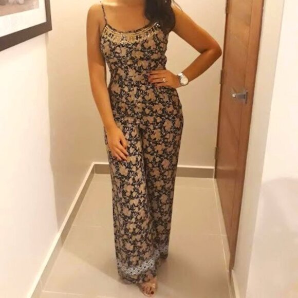 Forever 21 Black and Gold sequin Jumpsuit (Black/Gold) (Size M) - Picture 1 of 6
